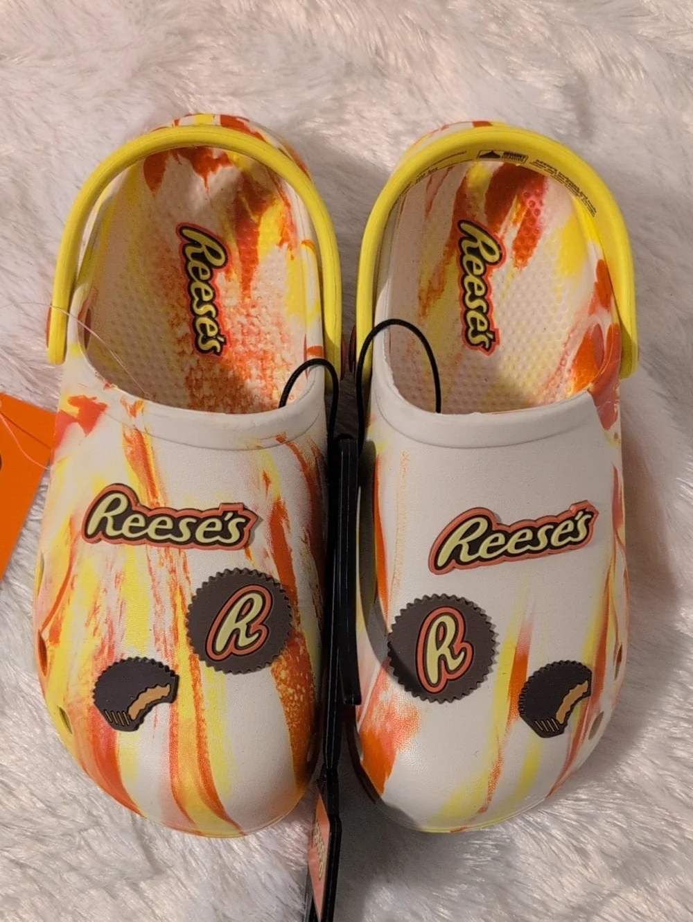 Reese's Kids' Slip-On Clogs in White & Orange Sz 1